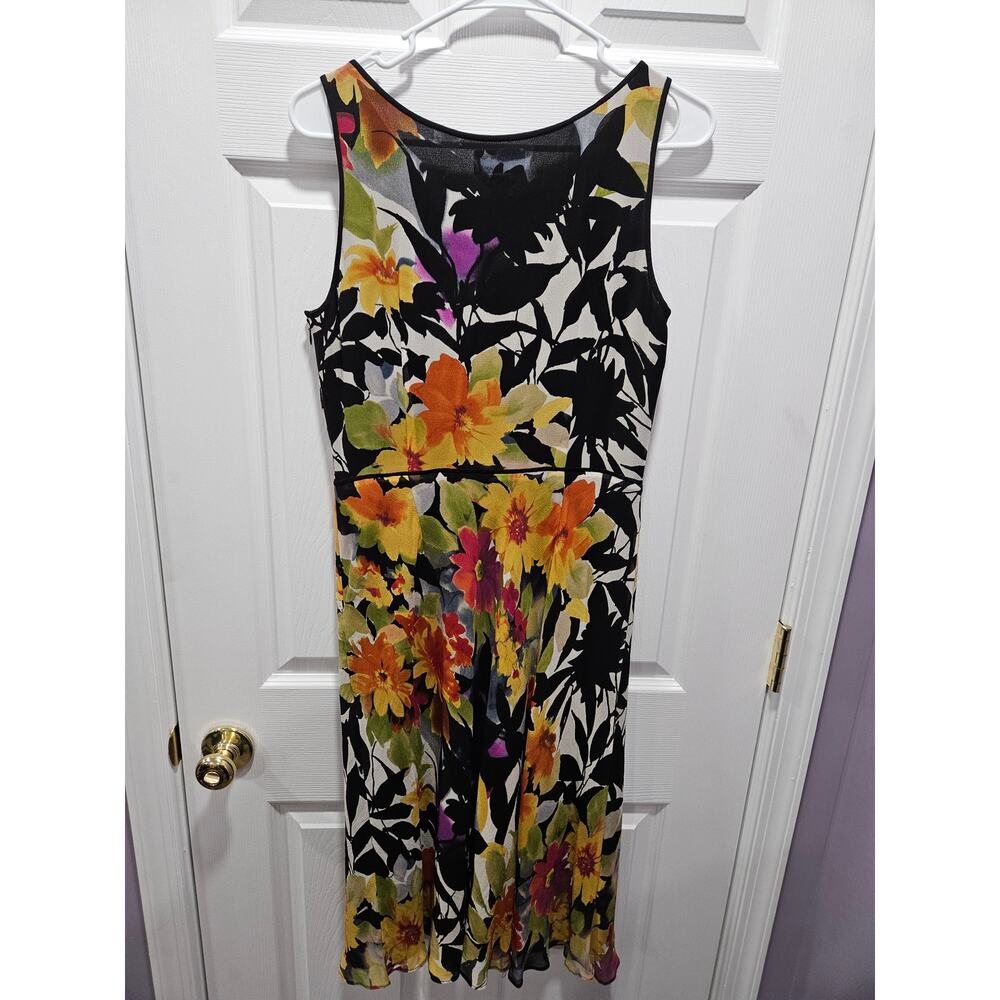Talbots Floral Pure Silk Maxi Dress Size 6 Sleeveless Multicolored Fit Flare - Picture 5 of 9